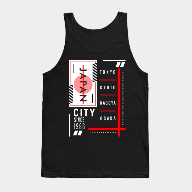 Urban City Design - Japan Tokyo Nagoya Kyoto Osaka Tank Top by Celestial Crafts